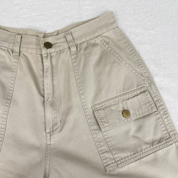 90s Vintage Basic Editions Womens Khaki Tan Cargo Shorts Size 8 - Picture 11 of 11